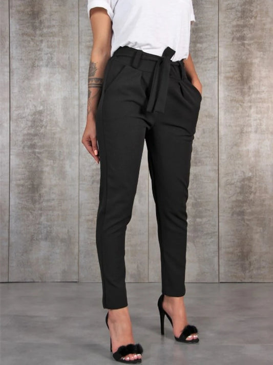 Pantalon femme BornToGirl, coupe slim en chiffon léger, parfait pour le printemps, l’été et l’automne. Taille haute, disponible en noir, kaki et vert, pour un style décontracté et élégant.