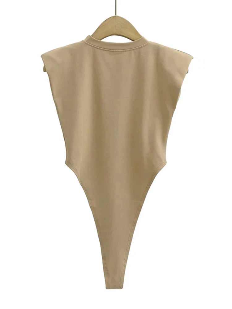 "Body sexy femme – été, une pièce, bodycon ajusté, épaules rembourrées, sans manches, noir ou blanc" ✅