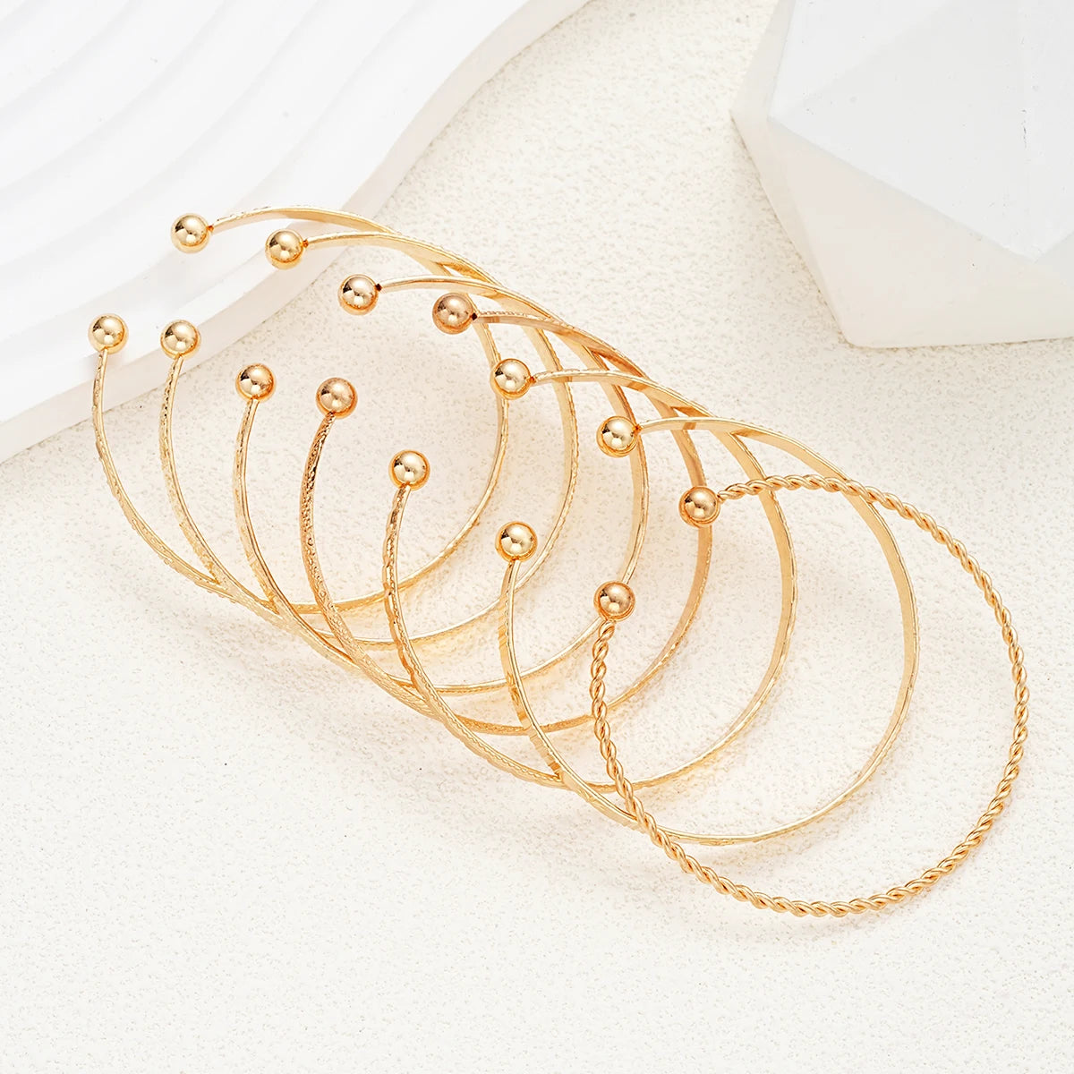 Lot de 7 Bracelets Punk – Femme Doré