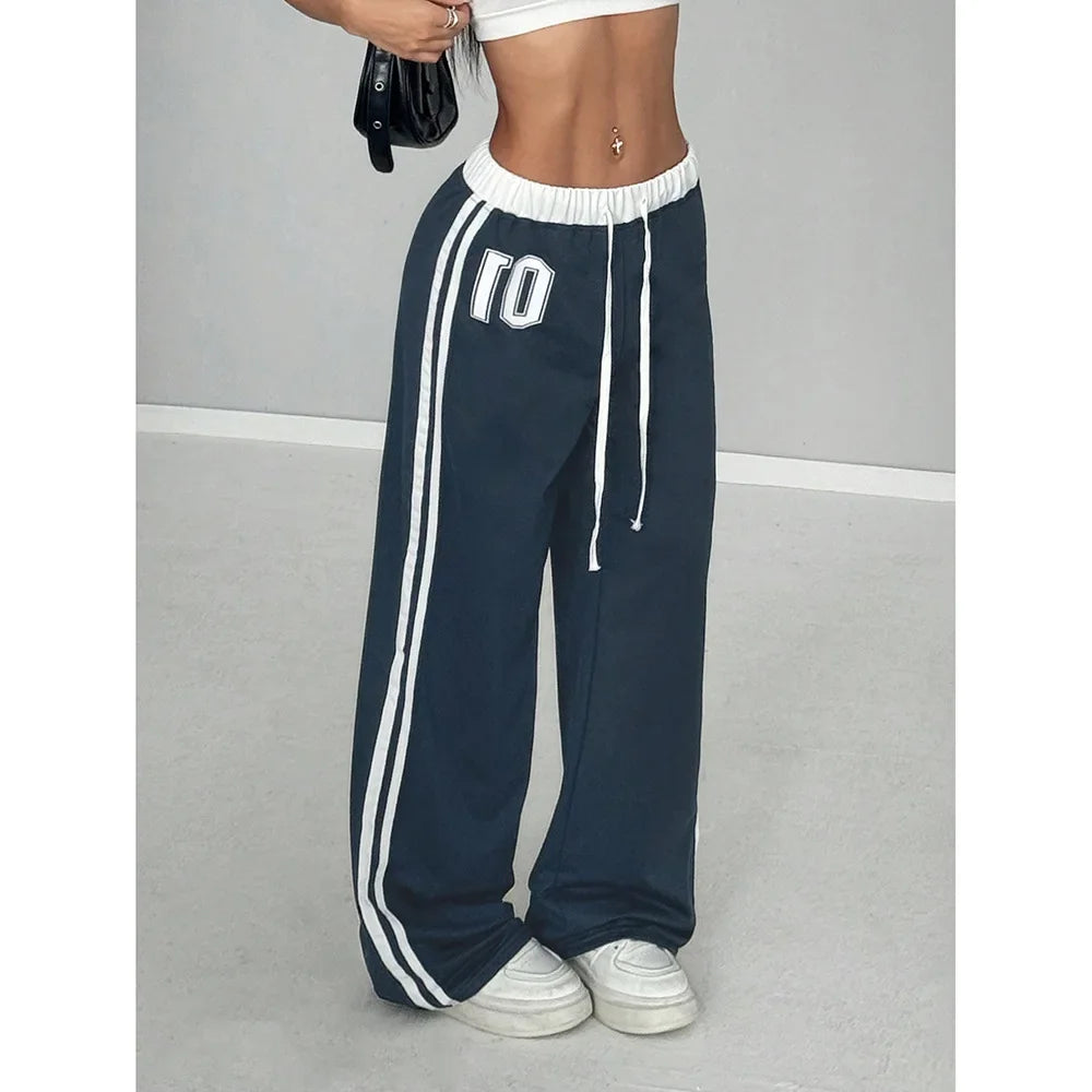 🌟 Pantalon Street Style Femme – Loose, Rayé & Color Block, Confort Maxi 🌟