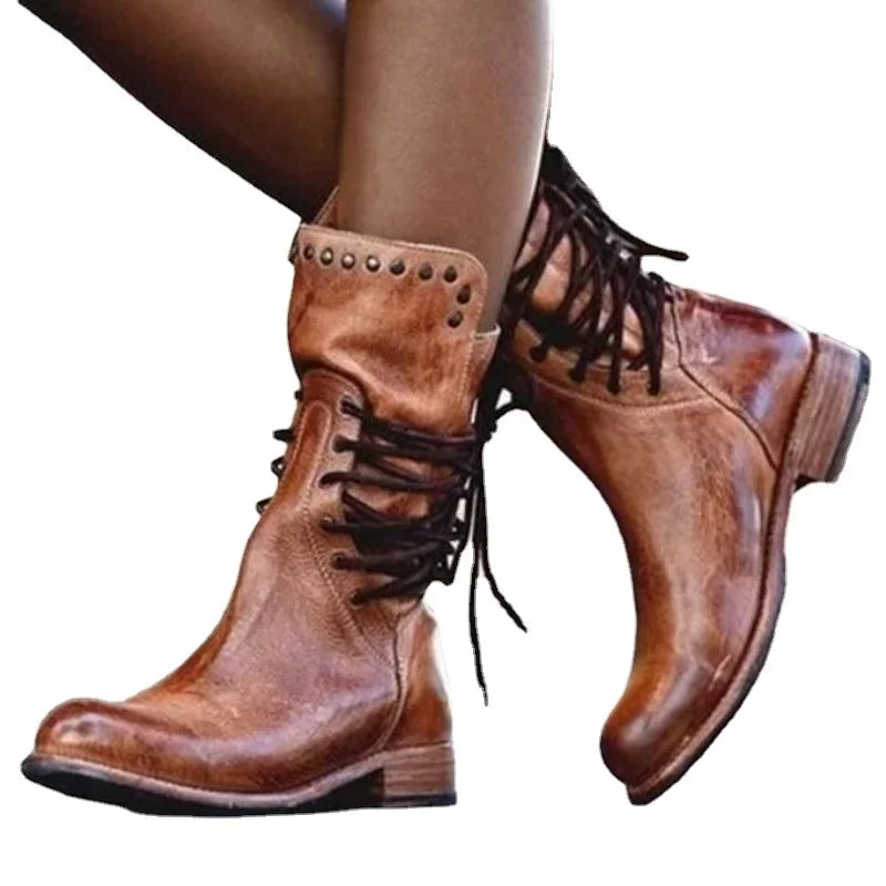 Bottes Femme Style Chevalier – Sangle Arrière & Talon Épais