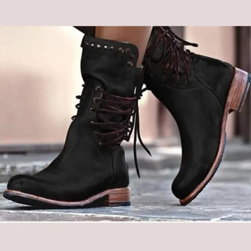 Bottes Femme Style Chevalier – Sangle Arrière & Talon Épais