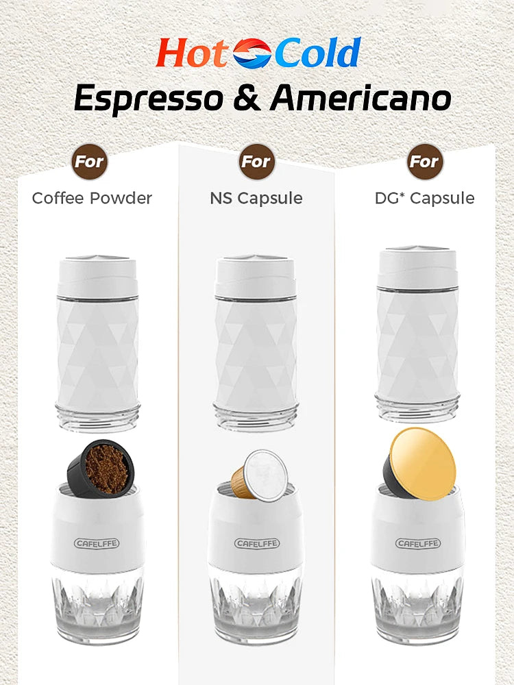 ☕️✨ Cafelffe 3-en-1 | Machine à Café Portable 🔥❄️ Capsules & Moulu | Espresso Manuel Voyage 🚶‍♂️🌍