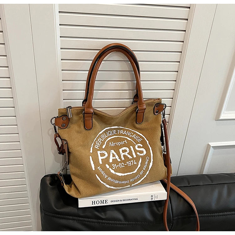 Sac Tote en Toile pour Femmes – Grande Capacité, Style Tendance Décontracté pour École, Travail et Sorties