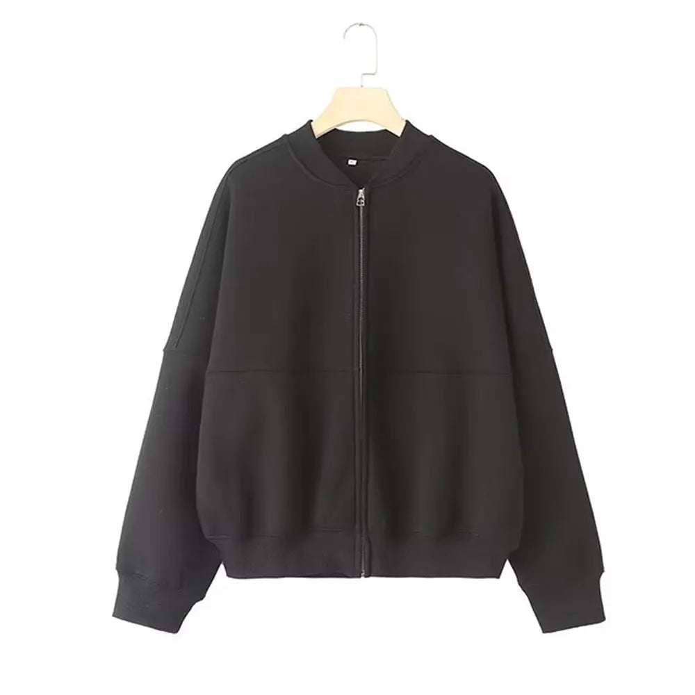 Ensemble Femme 2 Pièces – Bomber Zippé & Pantalon Large Taille Haute