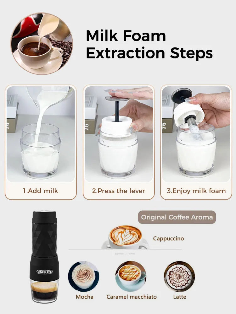 ☕️✨ Cafelffe 3-en-1 | Machine à Café Portable 🔥❄️ Capsules & Moulu | Espresso Manuel Voyage 🚶‍♂️🌍