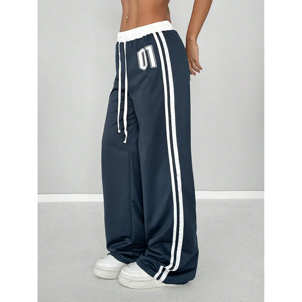 🌟 Pantalon Street Style Femme – Loose, Rayé & Color Block, Confort Maxi 🌟