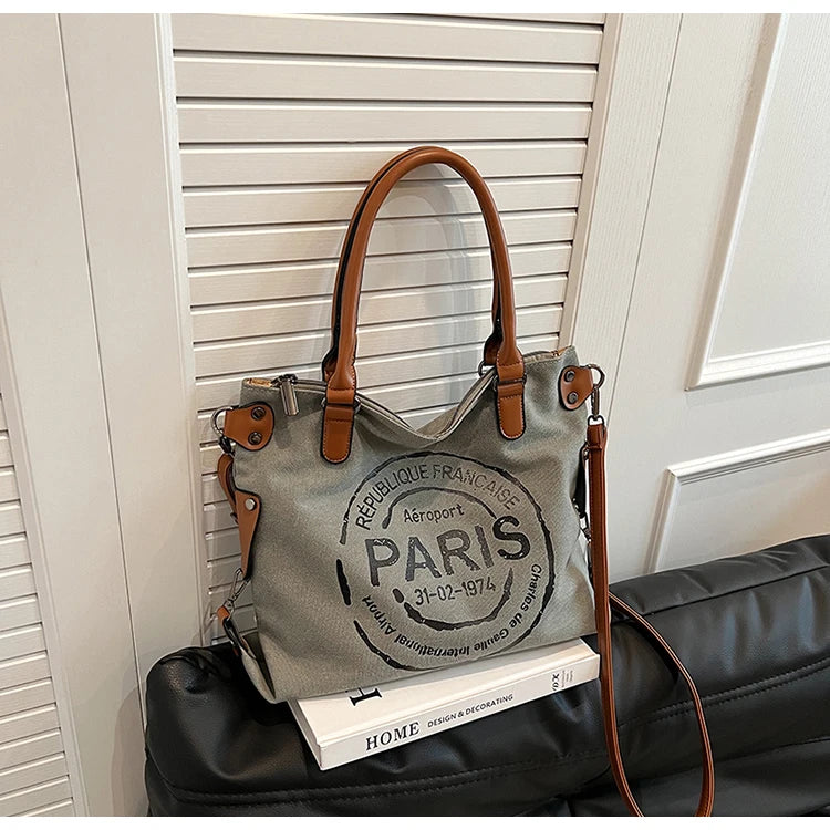 Sac Tote en Toile pour Femmes – Grande Capacité, Style Tendance Décontracté pour École, Travail et Sorties