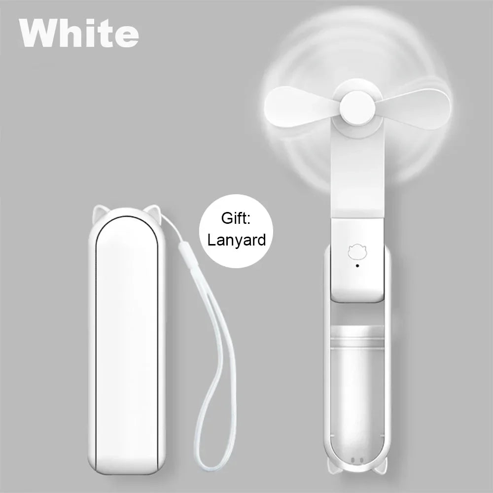 Mini Ventilateur de Poche Portable – USB Rechargeable & Pliable, avec Batterie Power Bank – Ventilateur de Voyage, Bureau & Extérieur
