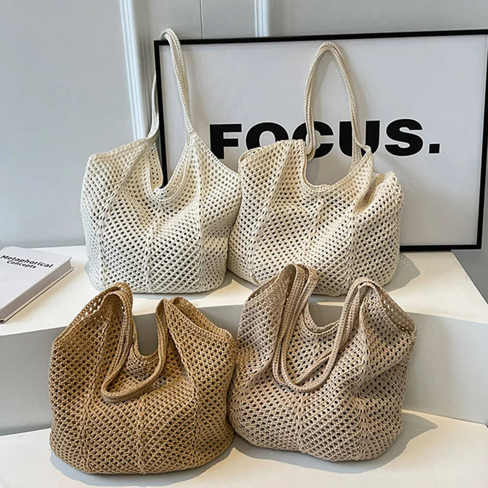 Sac à Épaule Tricoté – Femme Alliez style et praticité avec ce sac à épaule tricotéag Summer Mesh Beach Bag Hobo Bag