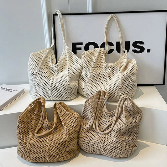 Sac à Épaule Tricoté – Femme Alliez style et praticité avec ce sac à épaule tricotéag Summer Mesh Beach Bag Hobo Bag