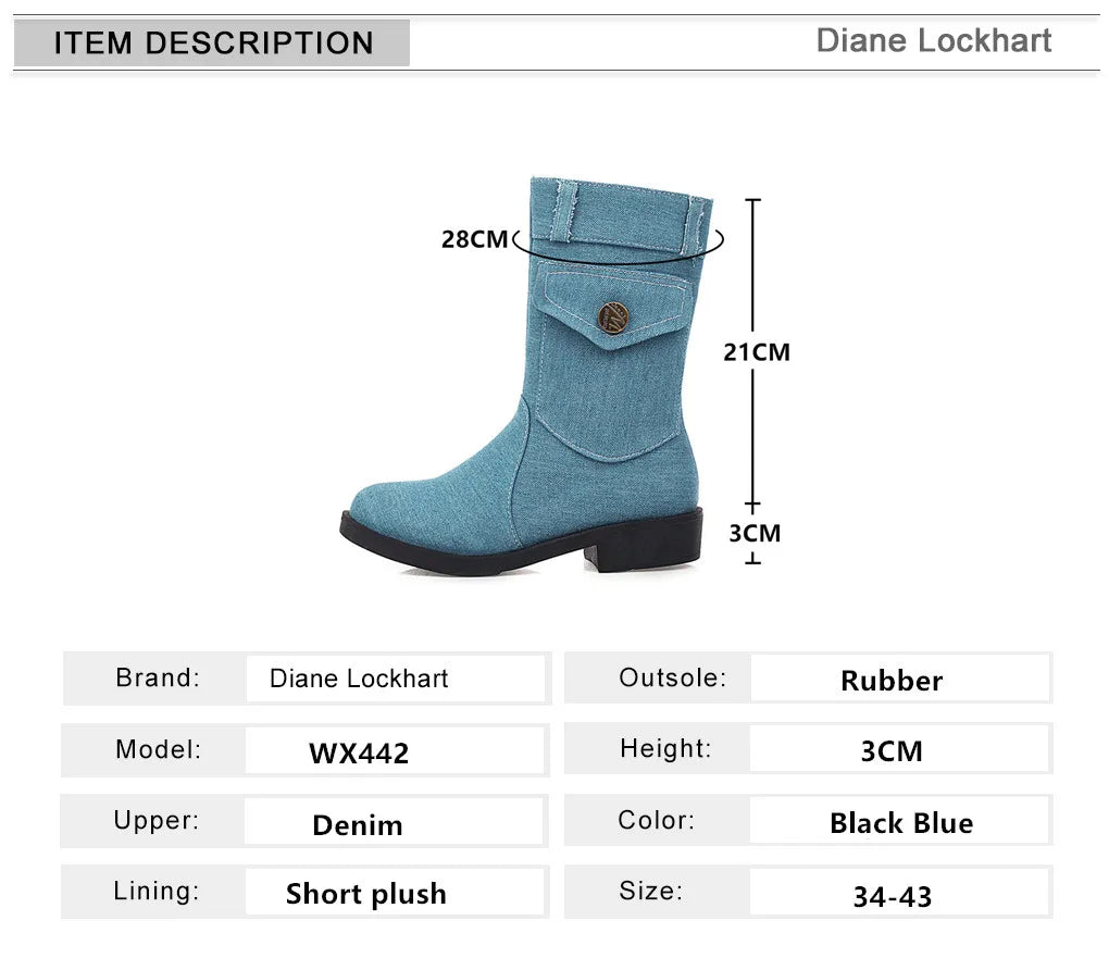 🥿 LS SHOP – Bottes Femme 2025 🤍 Denim Mi-mollet, Talons Plats & Zip Chic 👢