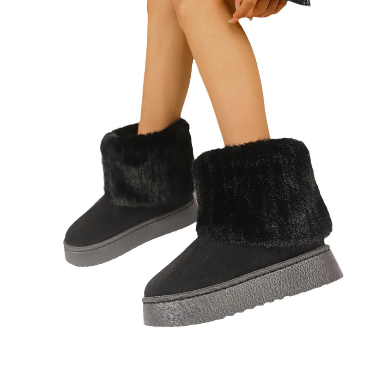 ✨ LS Shop : Bottines Hiver Chaudes – Bout Rond, Confort Maxi & Look Stylé ❄️🖤