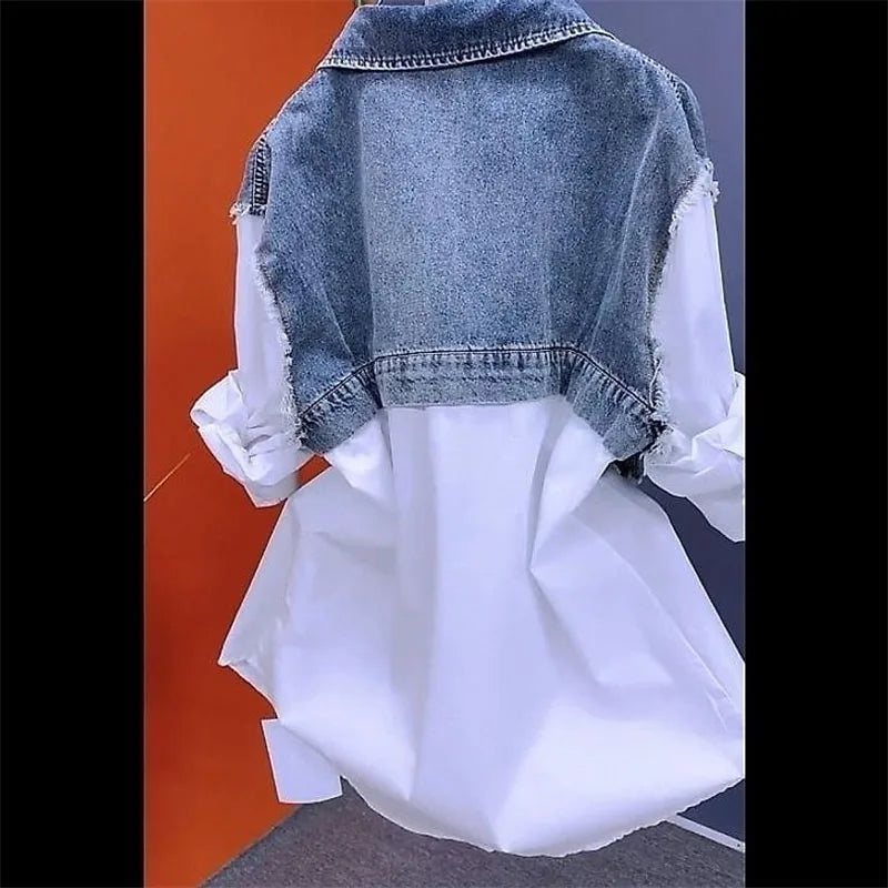 👖 Chemise Veste Femme en Denim – Style Coréen Décontracté 👖