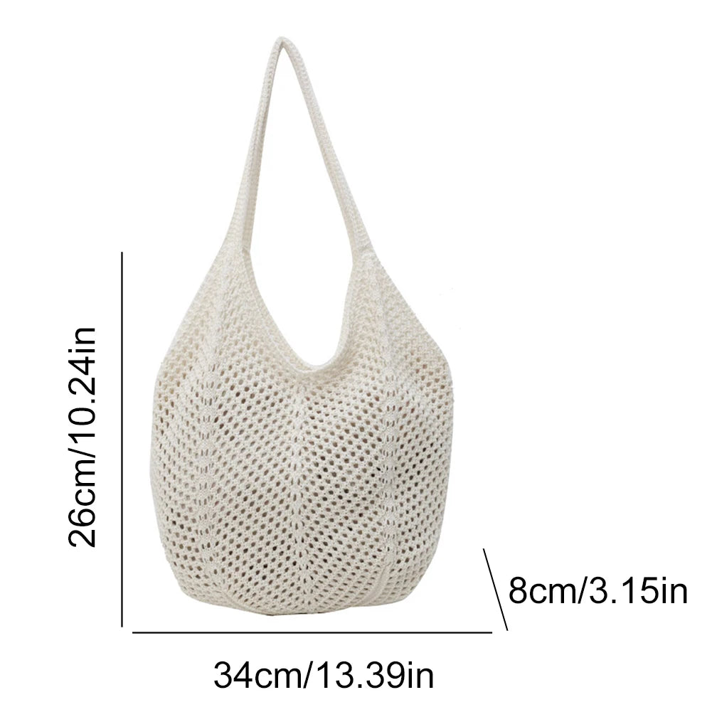Sac à Épaule Tricoté – Femme Alliez style et praticité avec ce sac à épaule tricotéag Summer Mesh Beach Bag Hobo Bag
