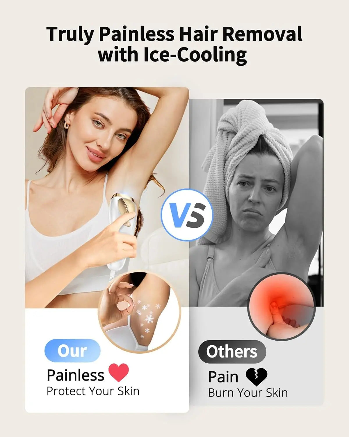 Épilateur à Lumière Pulsée IPL – 9 Niveaux, Flash Illimité, Refroidissement Ice-Cooling, Résultats Durables