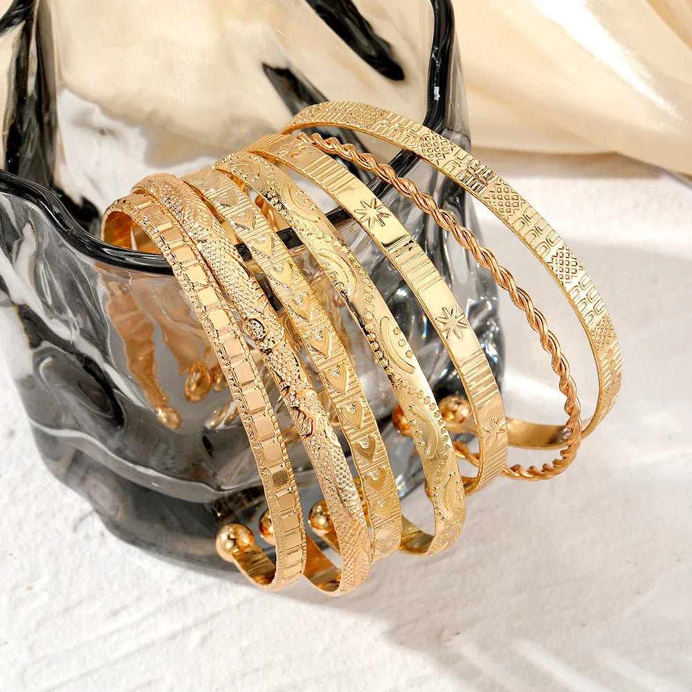 Lot de 7 Bracelets Punk – Femme Doré