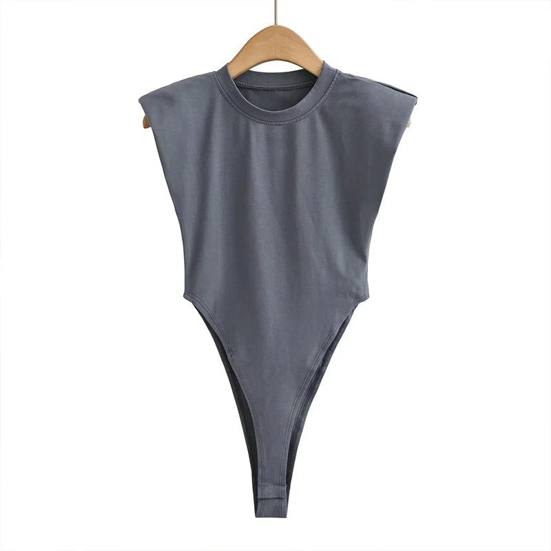 "Body sexy femme – été, une pièce, bodycon ajusté, épaules rembourrées, sans manches, noir ou blanc" ✅