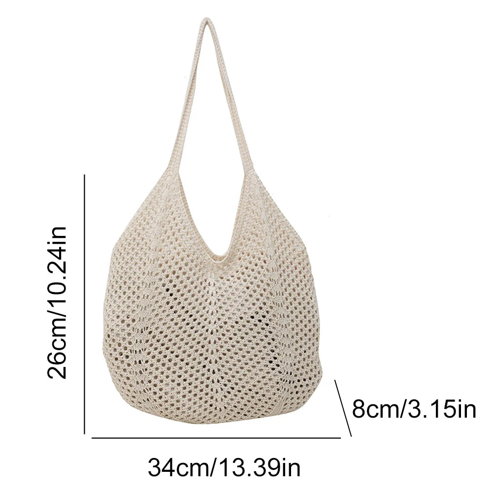 Sac à Épaule Tricoté – Femme Alliez style et praticité avec ce sac à épaule tricotéag Summer Mesh Beach Bag Hobo Bag