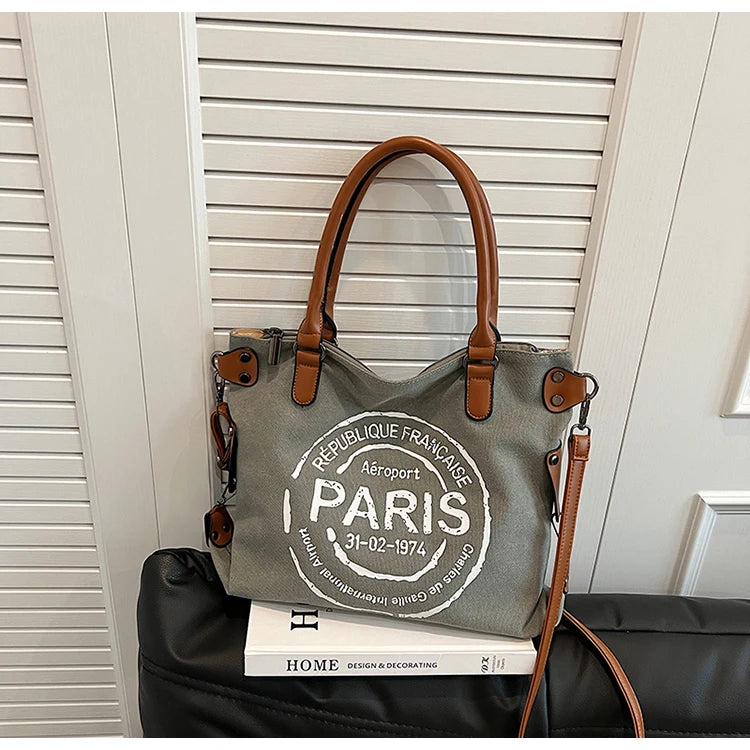 Sac Tote en Toile pour Femmes – Grande Capacité, Style Tendance Décontracté pour École, Travail et Sorties