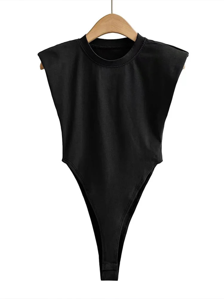 "Body sexy femme – été, une pièce, bodycon ajusté, épaules rembourrées, sans manches, noir ou blanc" ✅