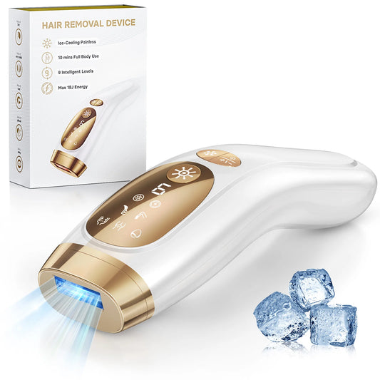 Épilateur à Lumière Pulsée IPL – 9 Niveaux, Flash Illimité, Refroidissement Ice-Cooling, Résultats Durables
