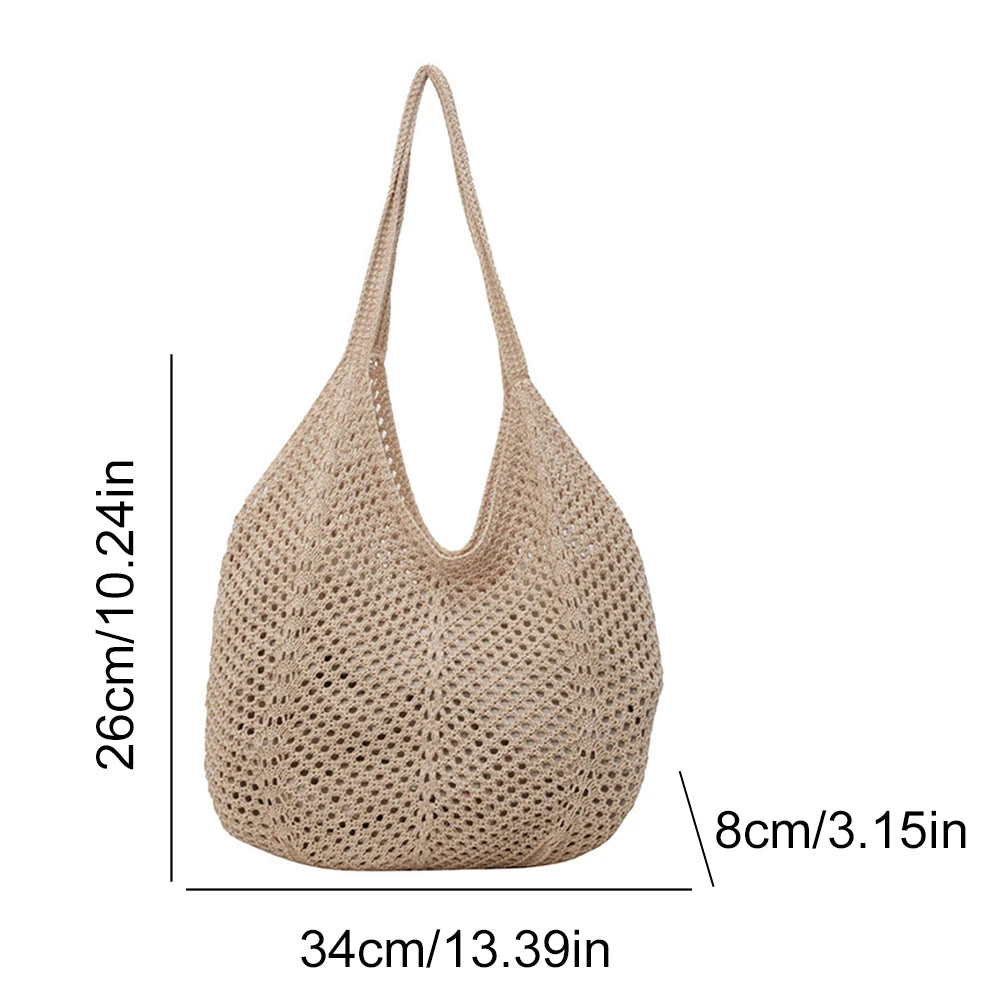 Sac à Épaule Tricoté – Femme Alliez style et praticité avec ce sac à épaule tricotéag Summer Mesh Beach Bag Hobo Bag