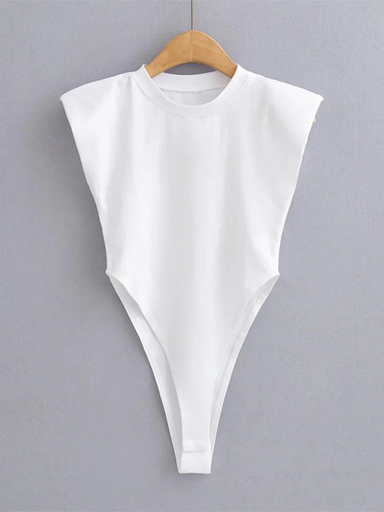 "Body sexy femme – été, une pièce, bodycon ajusté, épaules rembourrées, sans manches, noir ou blanc" ✅