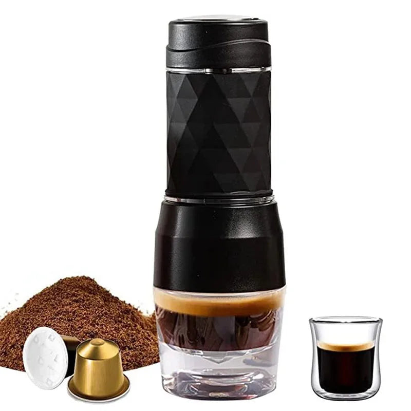 ☕️✨ Cafelffe 3-en-1 | Machine à Café Portable 🔥❄️ Capsules & Moulu | Espresso Manuel Voyage 🚶‍♂️🌍