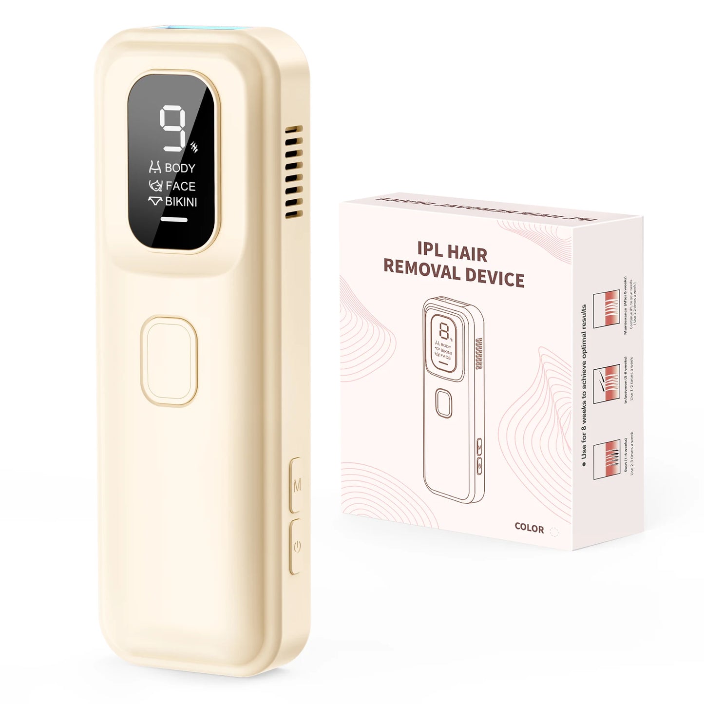 Épilateur à Lumière Pulsée IPL – 9 Niveaux, Flash Illimité, Refroidissement Ice-Cooling, Résultats Durables