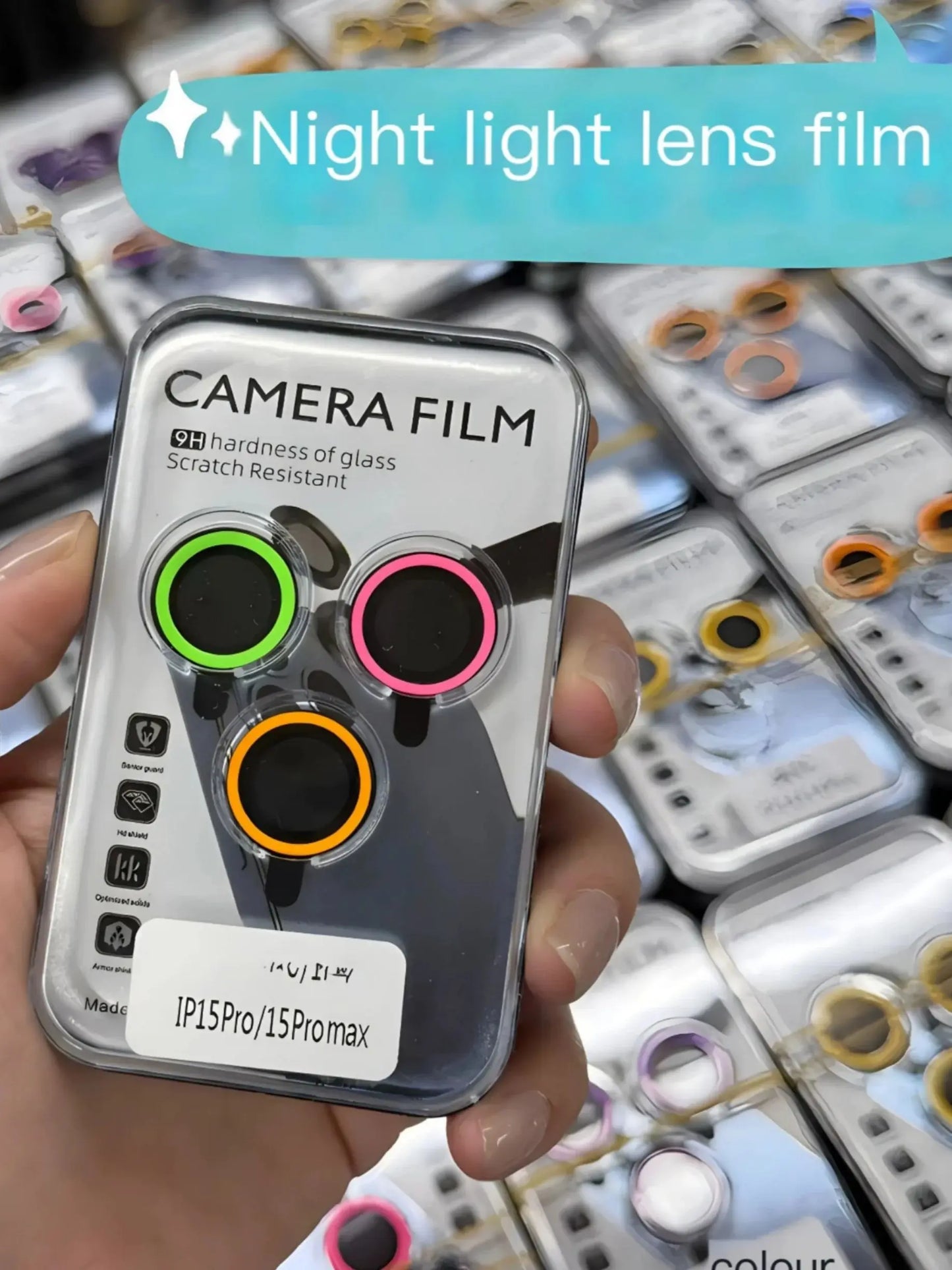 📱 2-3Pcs Protecteur d’Appareil Photo Céramique Lumineux – iPhone 12 / 13 / 14 / 15 / 16 (Pro, Pro Max, Plus, Mini)