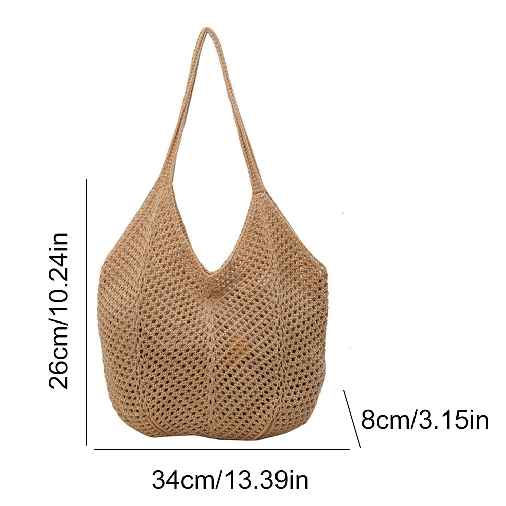 Sac à Épaule Tricoté – Femme Alliez style et praticité avec ce sac à épaule tricotéag Summer Mesh Beach Bag Hobo Bag