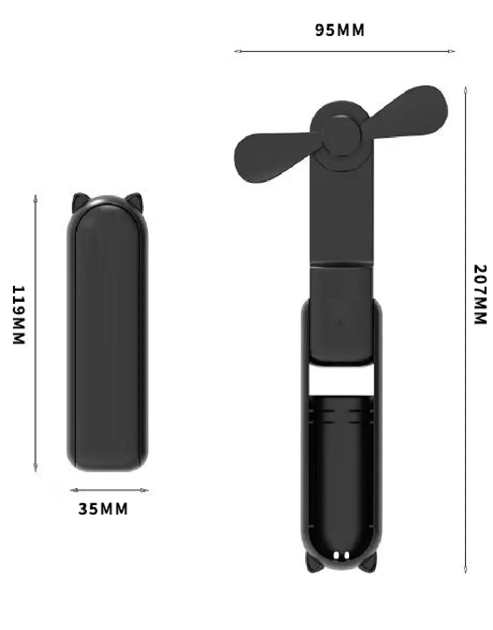 Mini Ventilateur de Poche Portable – USB Rechargeable & Pliable, avec Batterie Power Bank – Ventilateur de Voyage, Bureau & Extérieur