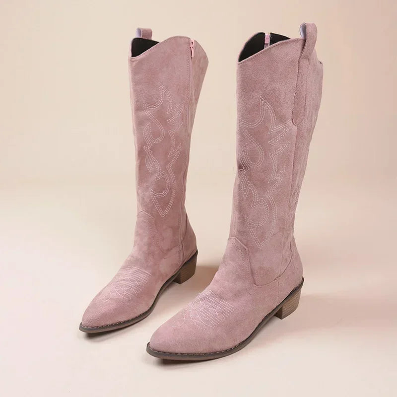 ✨ Bottes Western Femme – Style Cowboy à Talon Épais & Bout Pointu