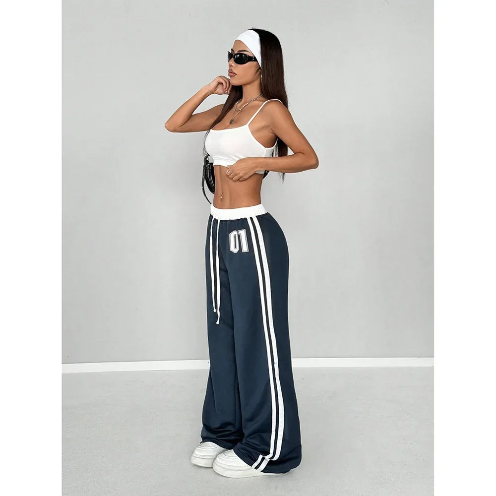 🌟 Pantalon Street Style Femme – Loose, Rayé & Color Block, Confort Maxi 🌟