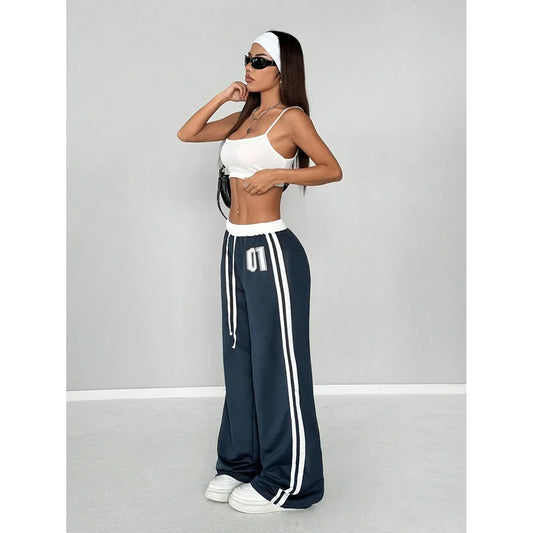 🌟 Pantalon Street Style Femme – Loose, Rayé & Color Block, Confort Maxi 🌟