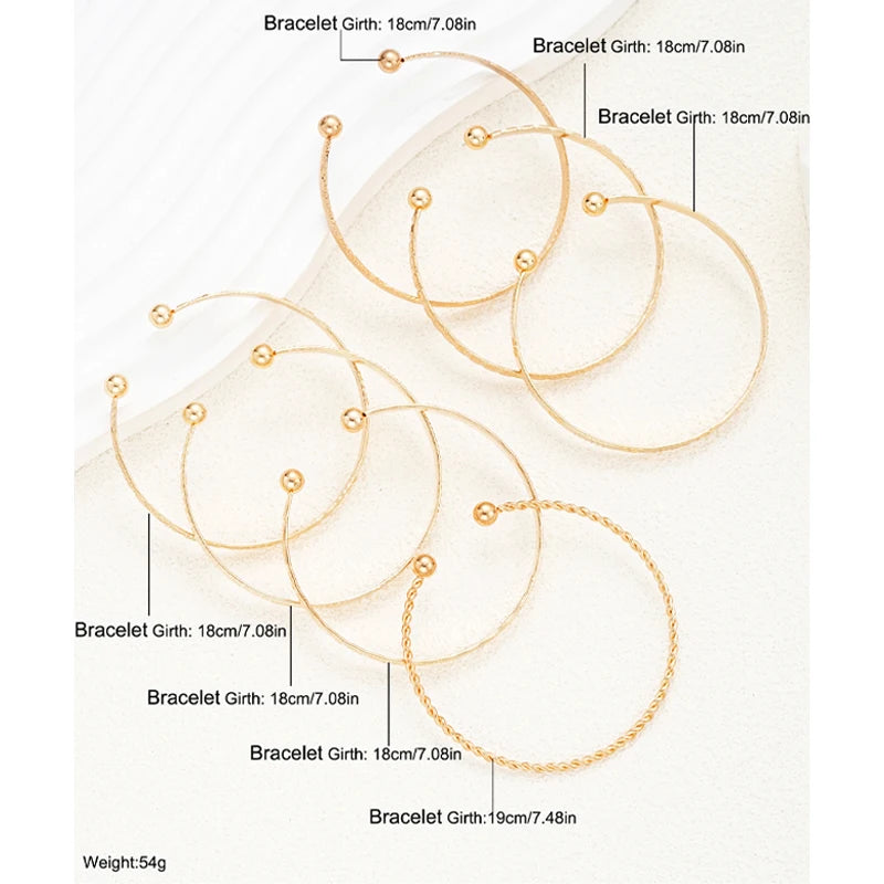 Lot de 7 Bracelets Punk – Femme Doré
