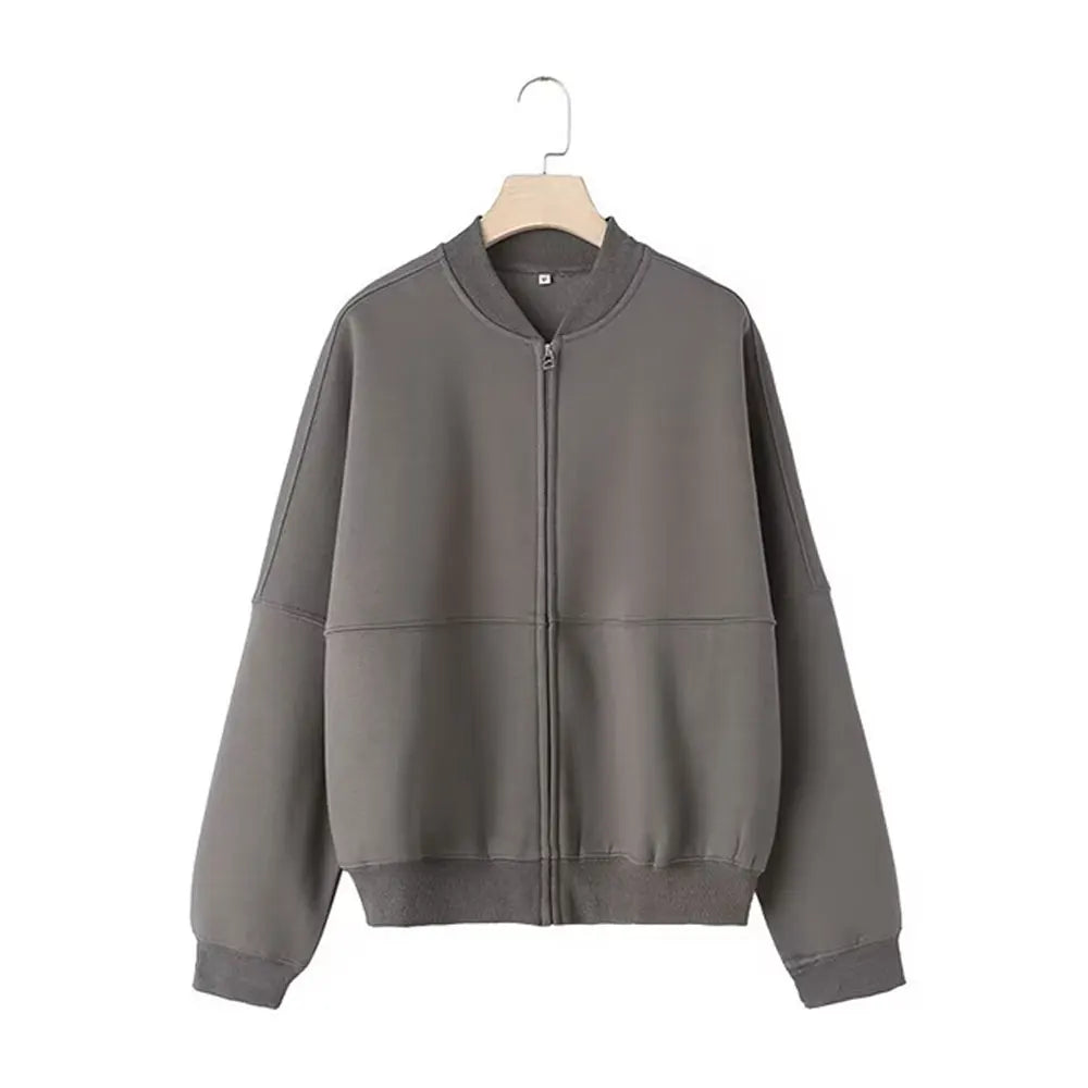 Ensemble Femme 2 Pièces – Bomber Zippé & Pantalon Large Taille Haute