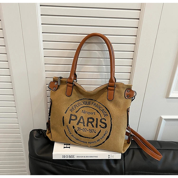 Sac Tote en Toile pour Femmes – Grande Capacité, Style Tendance Décontracté pour École, Travail et Sorties