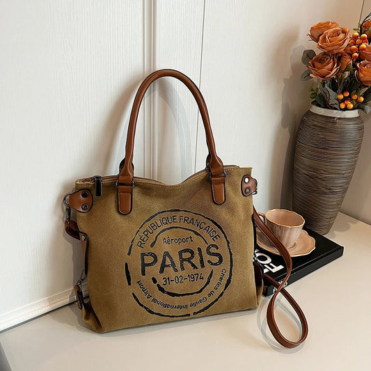 Sac Tote en Toile pour Femmes – Grande Capacité, Style Tendance Décontracté pour École, Travail et Sorties