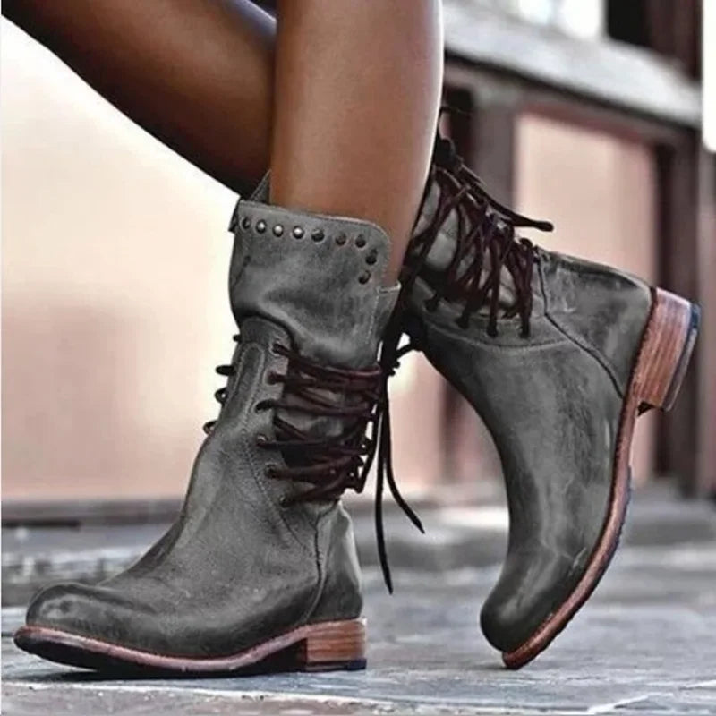 Bottes Femme Style Chevalier – Sangle Arrière & Talon Épais