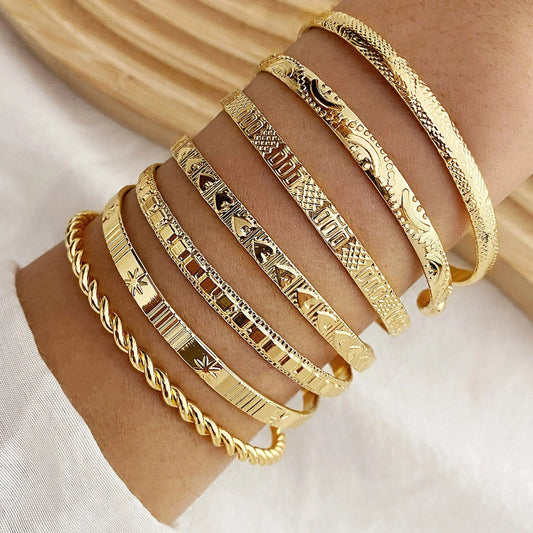 Lot de 7 Bracelets Punk – Femme Doré