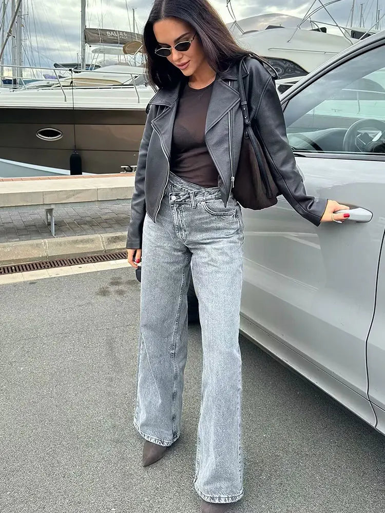 Jean Large Femme LS SHOP – Taille Haute, Style Vintage 2025, Coupe Droite et Casual
