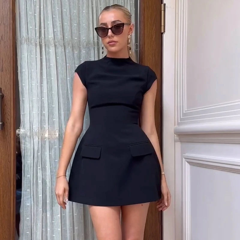 Robe Courte Femme LS SHOP – A-Line, Manches Courtes, Élégante et Sexy