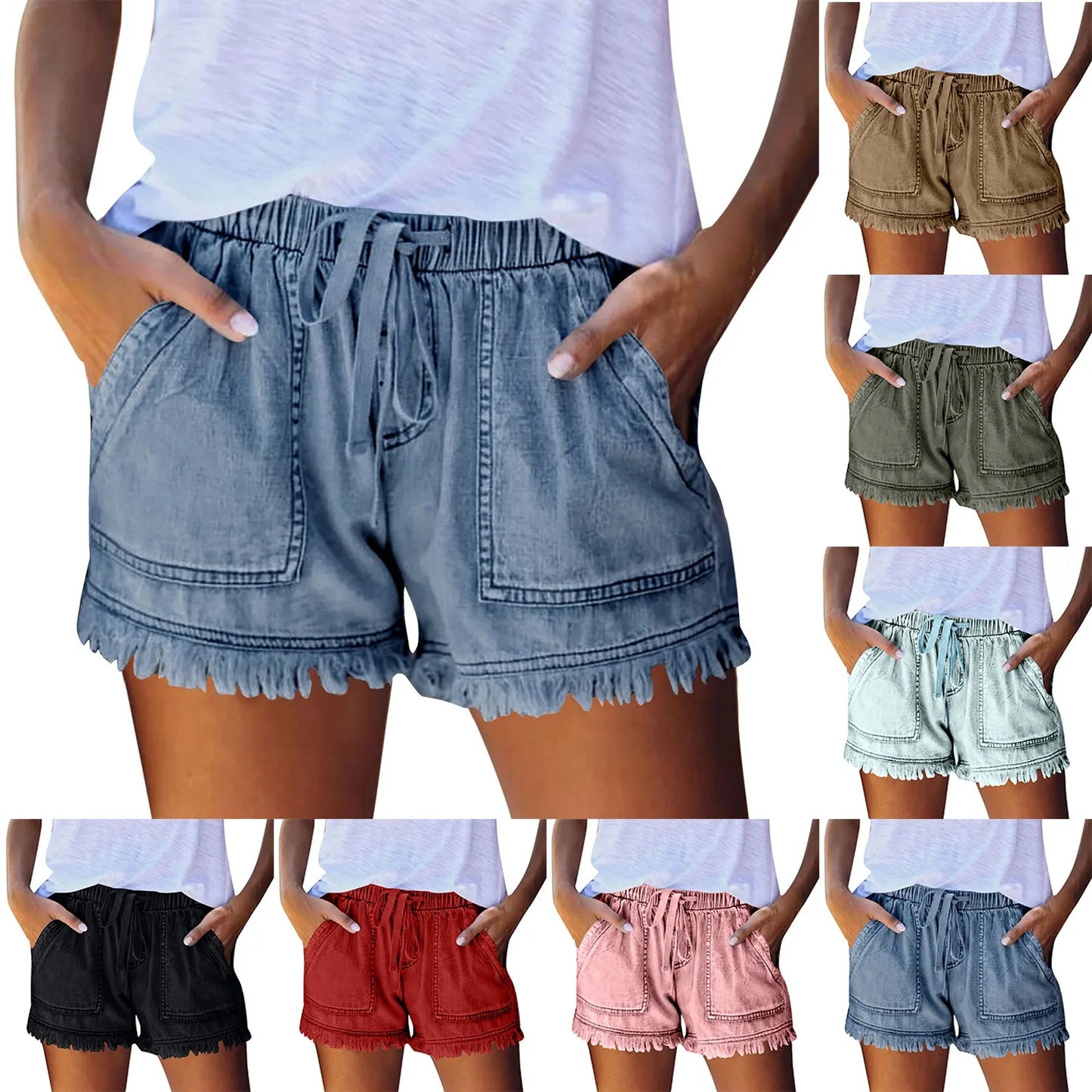 Optez pour un style estival décontracté et tendance avec notre short en jean délavé pour femme.