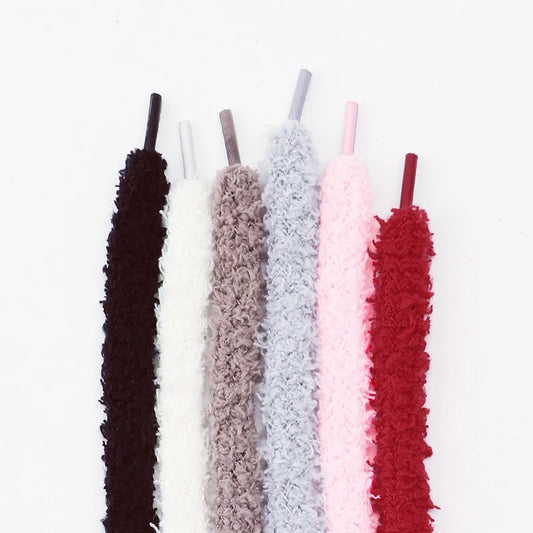 "Lacets ronds en peluche 1 cm – 1 paire, pour sneakers et chaussures plates, casual, disponibles en 80/100/120/140/160 cm" ✅