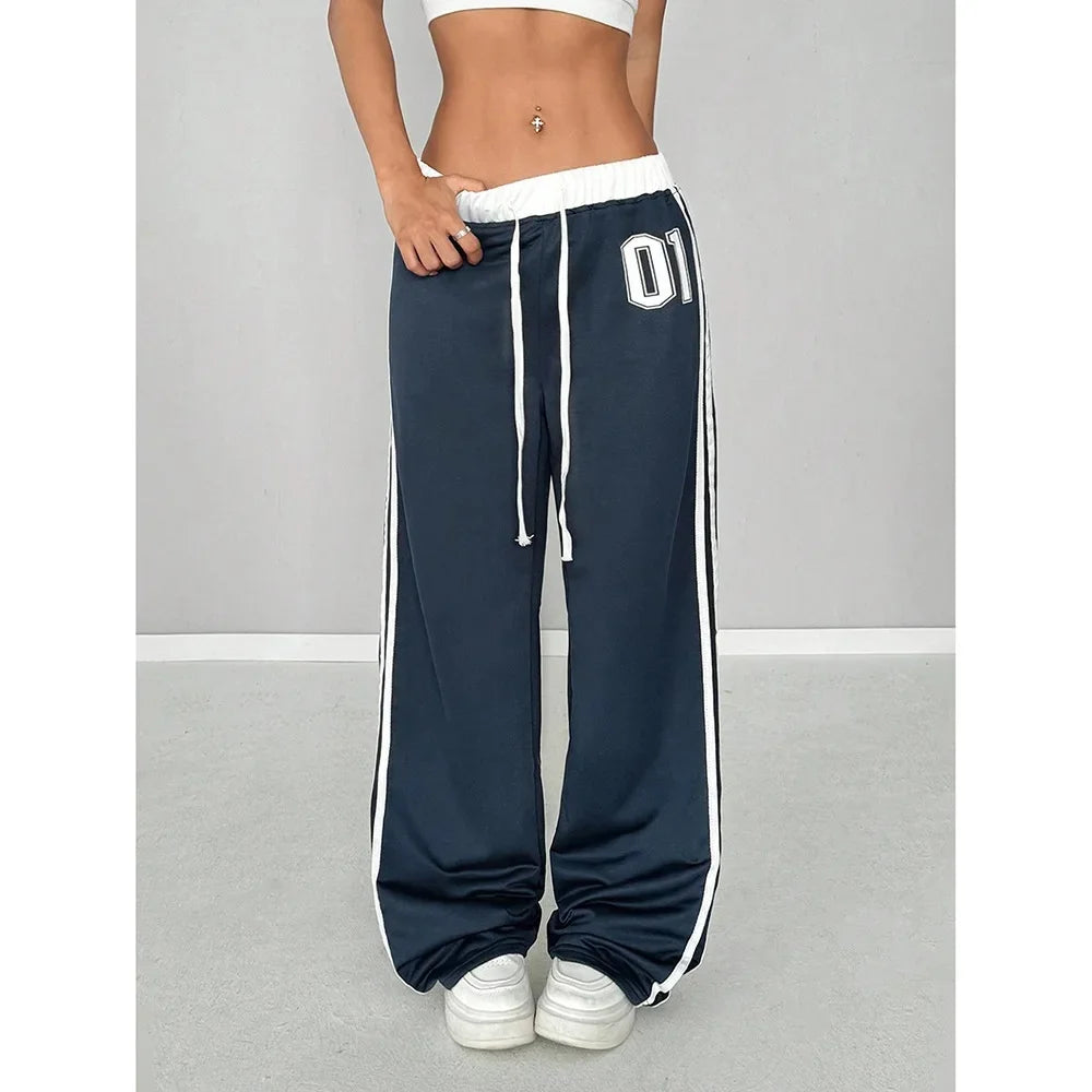 🌟 Pantalon Street Style Femme – Loose, Rayé & Color Block, Confort Maxi 🌟