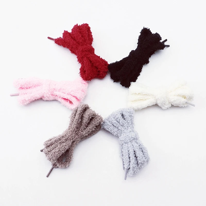 "Lacets ronds en peluche 1 cm – 1 paire, pour sneakers et chaussures plates, casual, disponibles en 80/100/120/140/160 cm" ✅