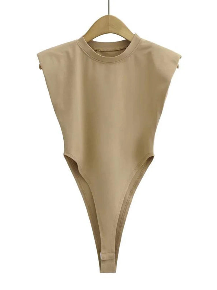"Body sexy femme – été, une pièce, bodycon ajusté, épaules rembourrées, sans manches, noir ou blanc" ✅