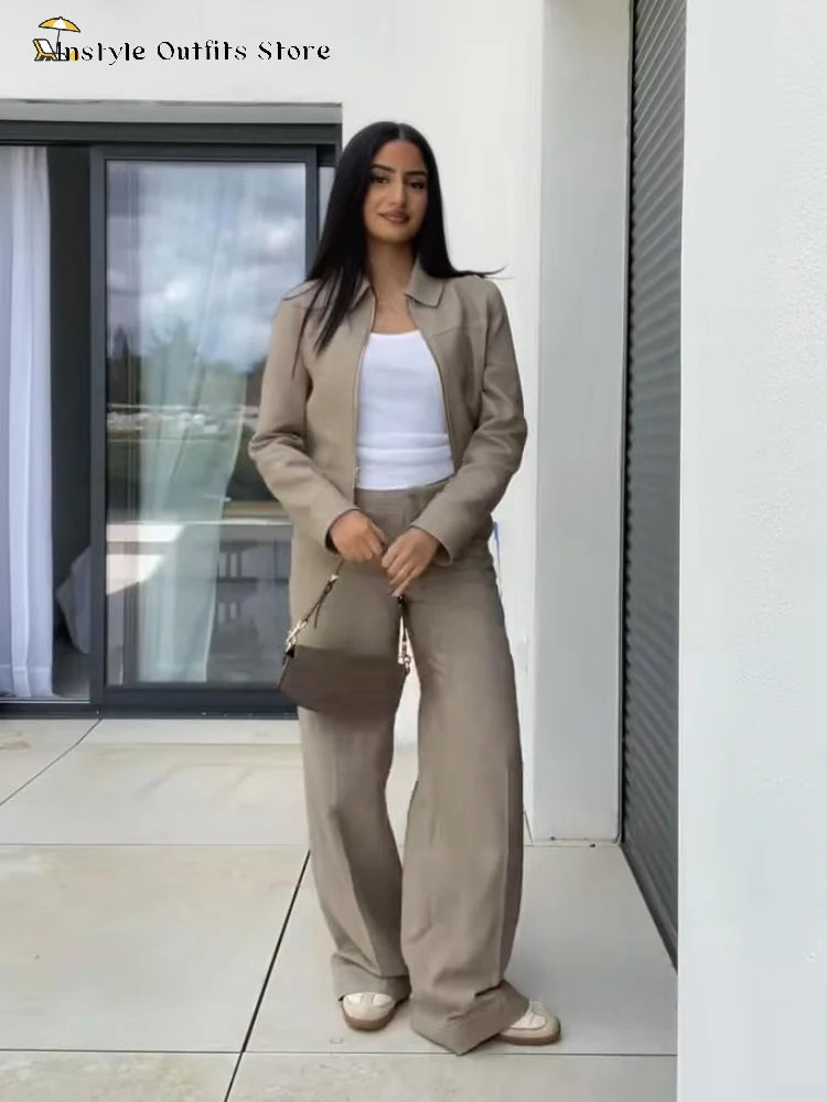 ✨ Ensemble Streetwear Femme 2025 – Crop Top & Pantalon Lin-Coton, Style Décontracté ✨